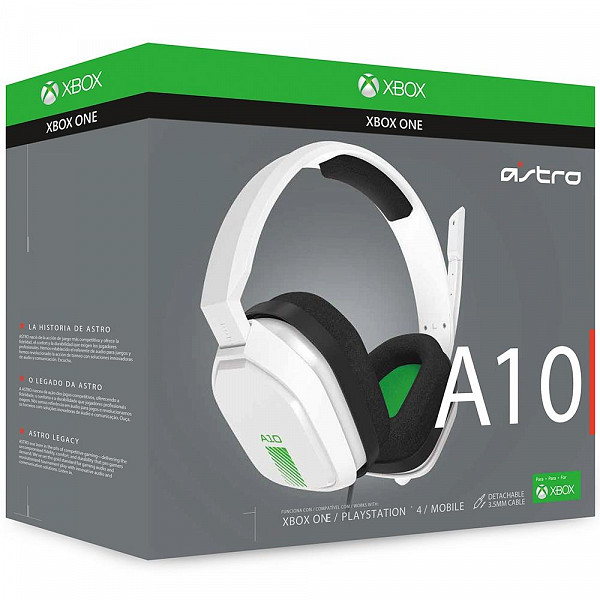 Headset ASTRO Gaming A10 para PlayStation, Nintendo Switch, PC e Xbox - Branco/Verde - 939-001854