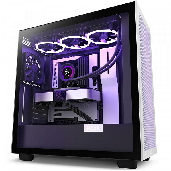 Gabinete NZXT H7 Flow, Mid Tower, ATX, Lateral em Vidro Temperado, 2x Fans, Preto e Branco - CM-H71FG-01