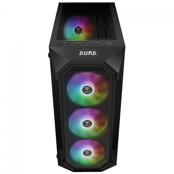 Gabinete Gamer Gamdias Aura GC1 Elite ARGB, Vidro Temperado, ATX, Mid Tower, Com 4 Fans, Sem Fonte, Black