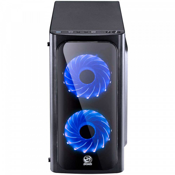 Gabinete Gamer PCYes Venus sem Fonte, Mid Tower, USB 3.0, 2 Fans LED Azul, Preto com Lateral em Acrílico - VENPTAZ2FCA
