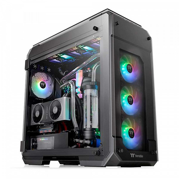 Gabinete Gamer Thermaltake View 71 ARGB Edition, Full Tower, Com 3 Fans, Vidro Temperado, Black, Sem Fonte, CA-1I7-00F1WN-03