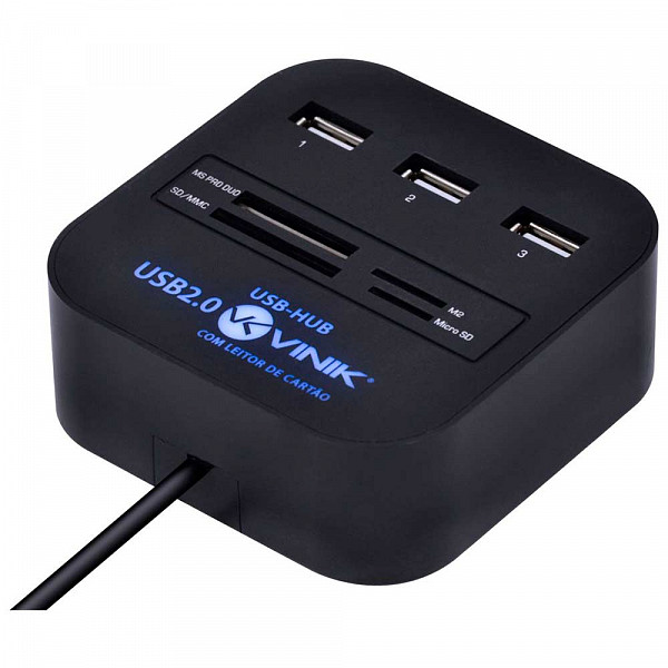 HUB Usb 2.0 com Leitor de Cartão SD, Micro SD, Ms, M2 e TF