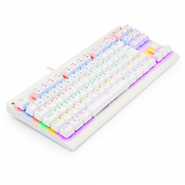 Teclado Gamer Dark Avenger Lunar Branco RGB switch Blue - Redragon
