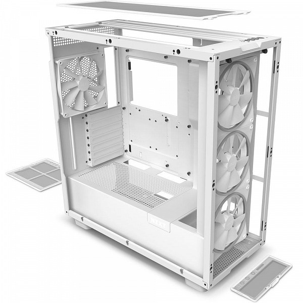 Gabinete NZXT H7 Elite, Mid Tower, ATX, Lateral e Frontal em Vidro Temperado, 3x Fan RGB, Branco - CM-H71EW-01