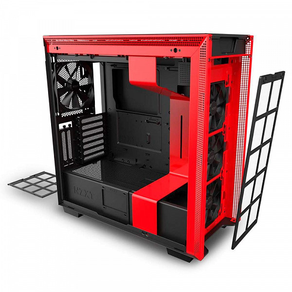 Gabinete Gamer NZXT H710i, Mid Tower, Com 4 Fans, Vidro Temperado, Vermelho, S-Fonte, CA-H710I-BR