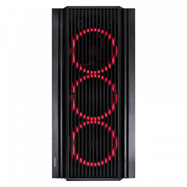Gabinete Mid-Tower Atmos Preto Com 4 Fans 120Mm Led Vermelho - Lateral Em Vidro Temperado - Atptvm4f