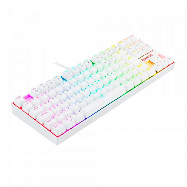 Teclado Magnético Gamer Redragon Kumara Pro Lunar White RGB Branco Switch Azul
