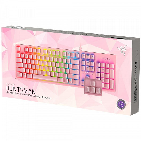 Teclado Óptico-Mecânico Gamer Razer Huntsman, Chroma, Razer Switch Purple, US, Quartz Pink - RZ03-02521800-R3M1